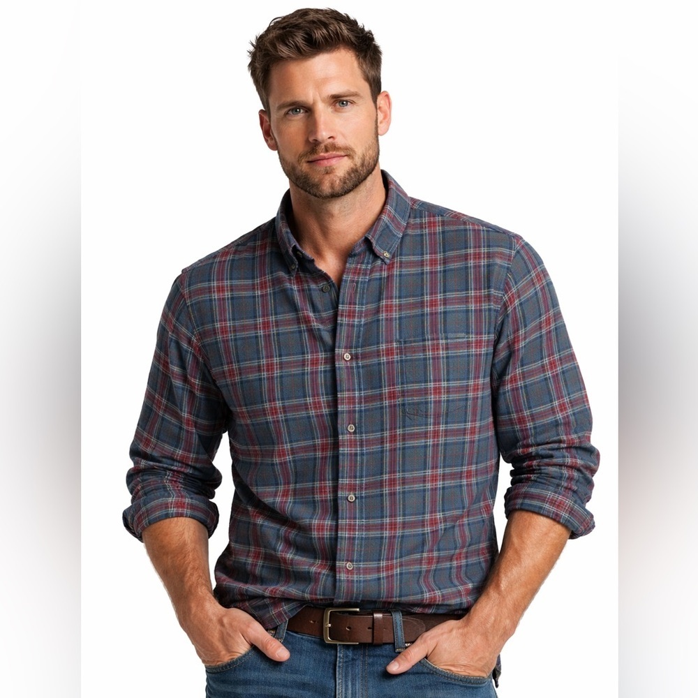 LL bean Scotch Plaid Flannel Shirt Traditional Fit button up long sleeve XLT